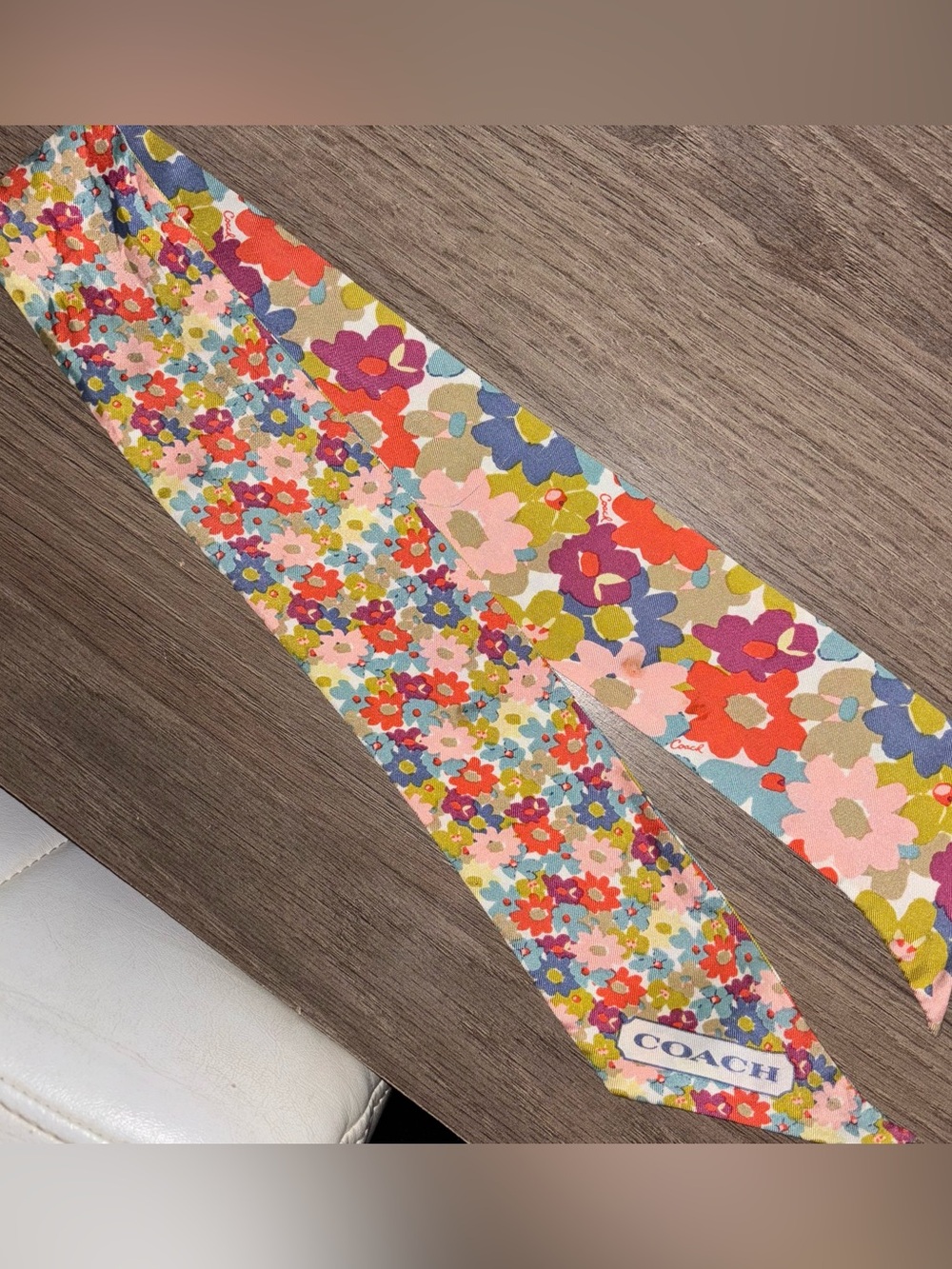Coach Multi-Color Floral Twilly Scarf